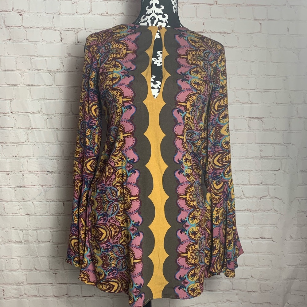 FREE PEOPLE Boho Tunic Dress Top Bell Sleeve